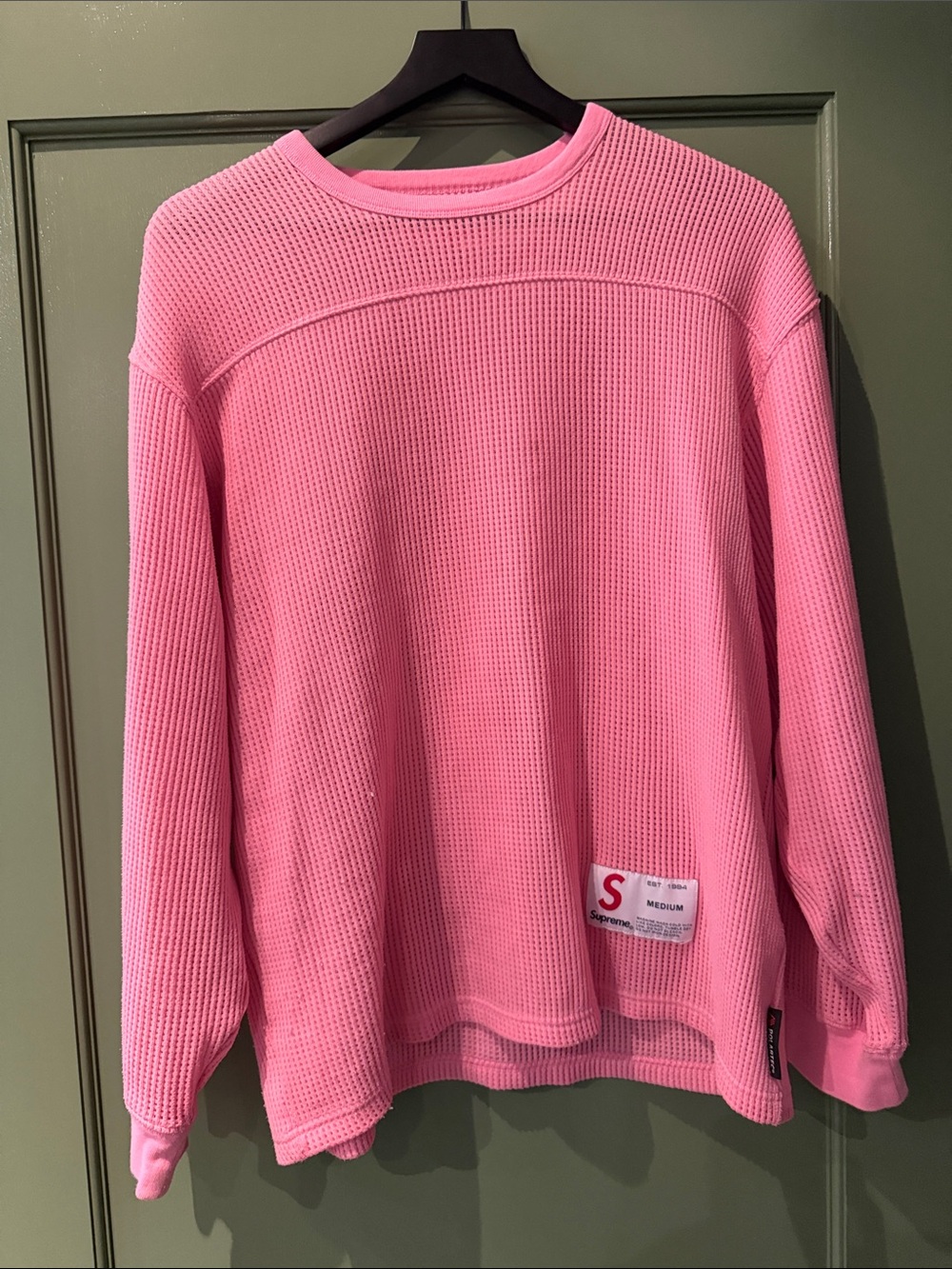 Supreme Pink Waffle-Knit Crewneck Sweater